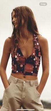Zara Beaded Bohemian Crop Top